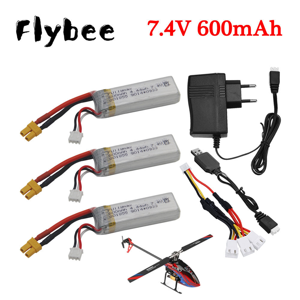 Drone Battery Charger - 7.4V 600mAh Lipo Battery +7.4V Charger